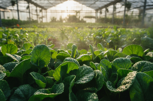 Farmer applying liquid fertilizer through irrigation system