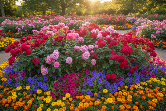 applying bloom fertilizer to flowering plants for brighter colors