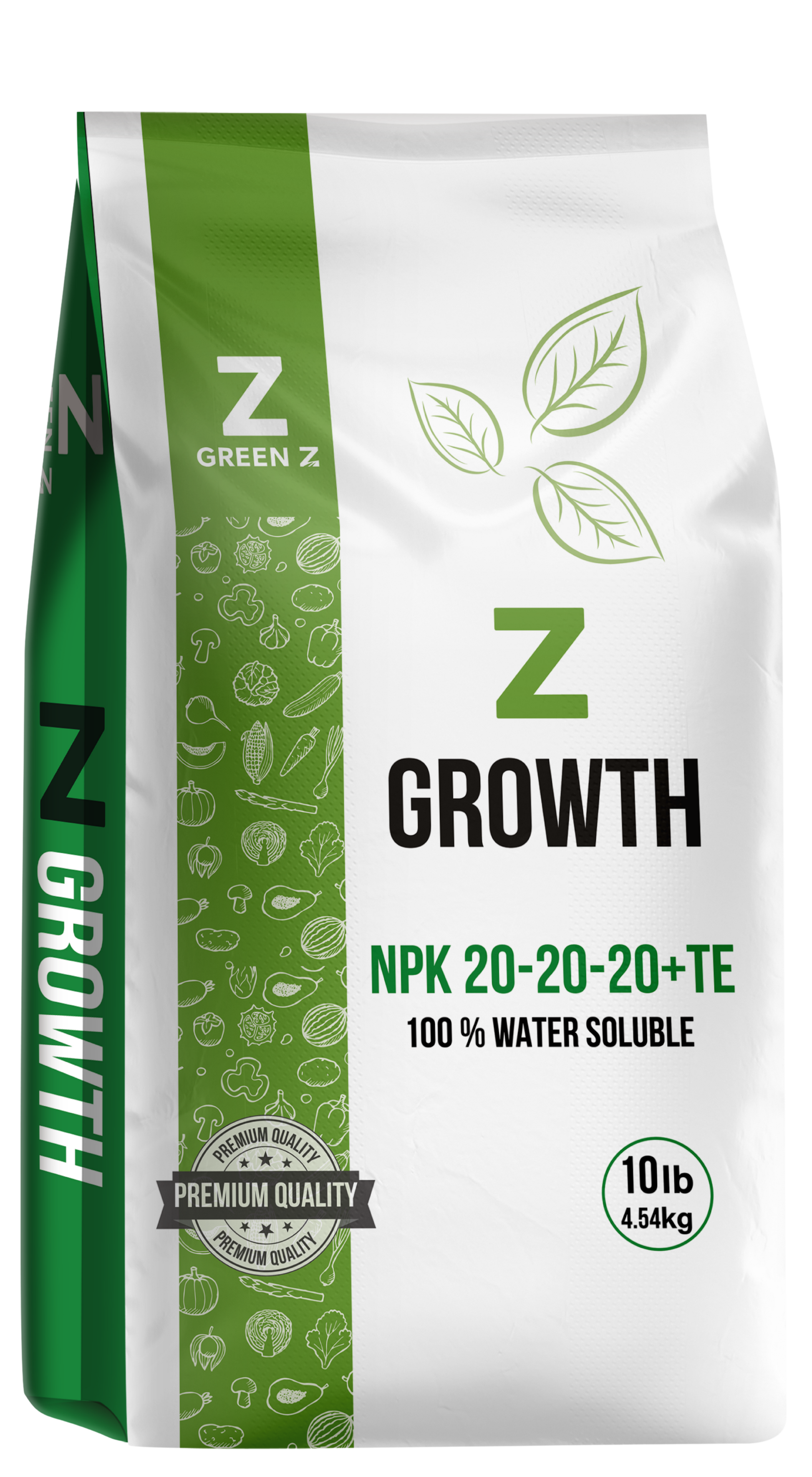 Premium 100% water-soluble NPK 20-20-20 fertilizer for vegetables, fruits, gardens, and greenhouse crops